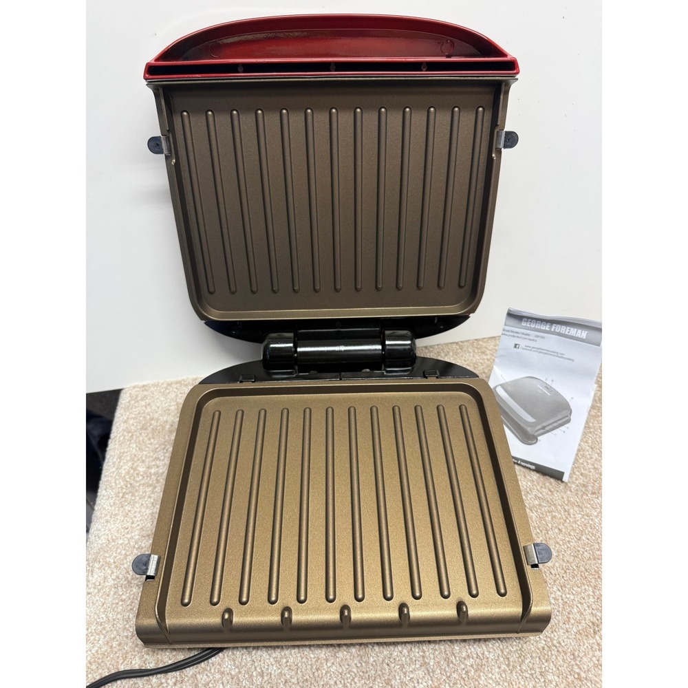 George Foreman GRP360 Electric Grill 4-Serving Red Excellent Removable Plates - Picture 5 of 13